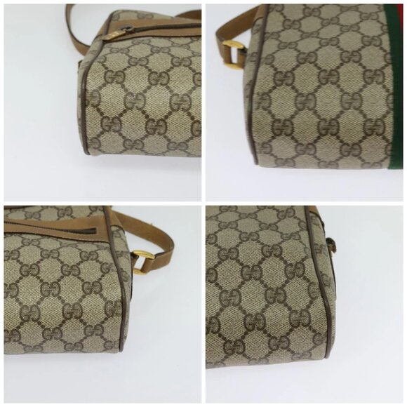 GUCCI GG Supreme Web Sherry Line Bag PVC Beige Gold 68 02 004 Auth bs25484 - Picture 16 of 16